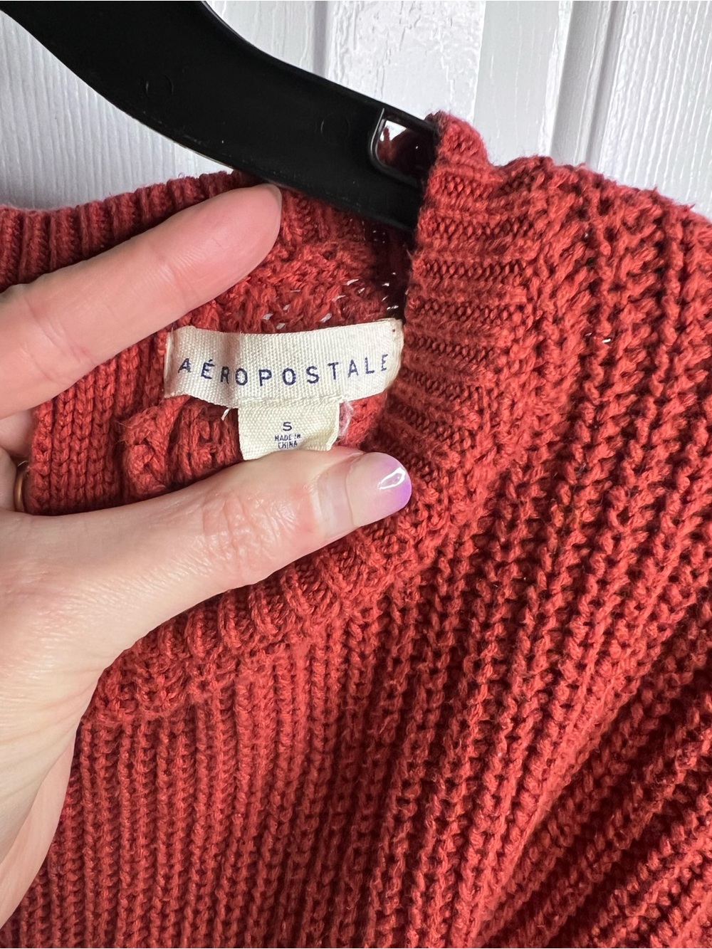 Women's Ribbed Crewneck Sweater - Rust - Picture 3 of 5